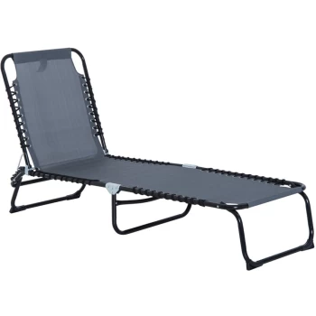 Image of Foldable Sun Lounger Deck Beach Reclining Seat Bed Folding Garden Chair - Outsunny