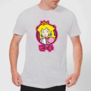 image of Nintendo Super Mario Peach Kanji Mens T-Shirt - Grey - L