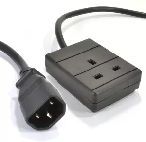 Image of Zexum Economy IEC C14 Male to 13A 1 Gang UK Mains Socket Adapter - 0.25 Meter