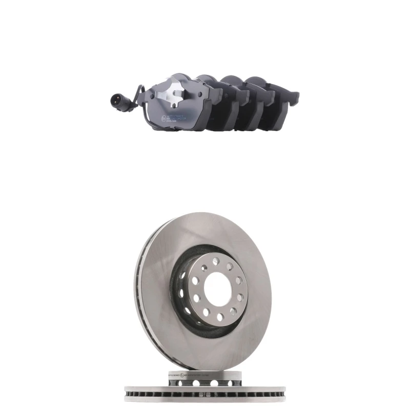 Image of RIDEX 3405B3078 Brake disc and pads set Front Axle, Brake Disc Type: Vented, incl. wear warning contact Brake Set,disc brakes (3405)