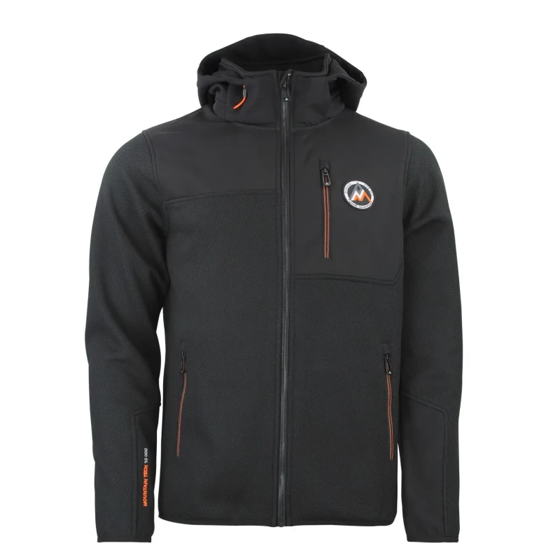 Image of Removable hooded fleece with softshell inserts Peak Mountain Carhood Noir Male S