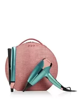 image of Ghd Deluxe Straightener & Dryer Gift Set Platinum+ & Helios In Jade (Worth &Pound;518)