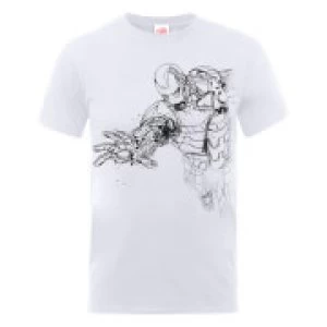 Image of Marvel Avengers Assemble Iron Man Mono Sketch T-Shirt - White - XXL