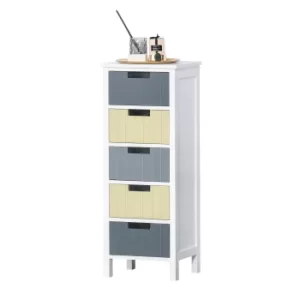 Image of HOMCOM 5 Drawer Storage Tower, Dresser Chest with Wood Top, Organizer Unit for Closets Bedroom Nursery Room Hallway