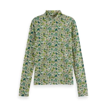 Image of Scotch and Soda Printed Mock Top - Green