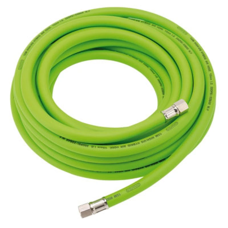 Image of Draper High Visibility Hybrid Air Hose 10M X 10mm 1/4" Bsp Green Durable