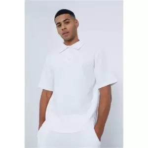 Image of I Saw It First White Short Sleeve Popper Polo Shirt - White