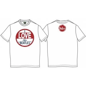 image of The Beatles 'I Love The Beatles' Vintage Mens Medium T-Shirt - White