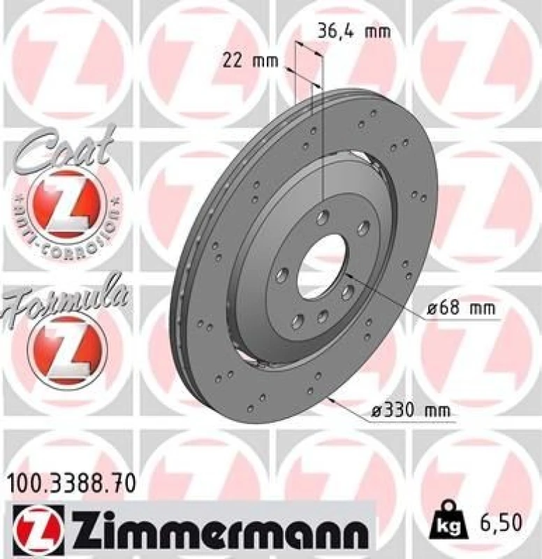 Image of ZIMMERMANN Brake disc ZIMMERMANN 100.3388.70