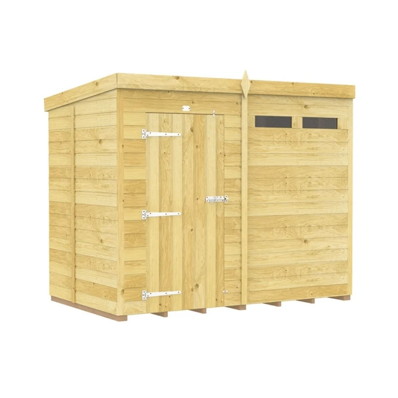 Image of Buttercup Farm 8 x 5 Feet Pent Security Shed - Single Door - L147 x W243 x H201cm in Brown Brown Unisex
