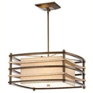 Image of 2 Light Small Ceiling Pendant Bar Bronze, Beige, E27