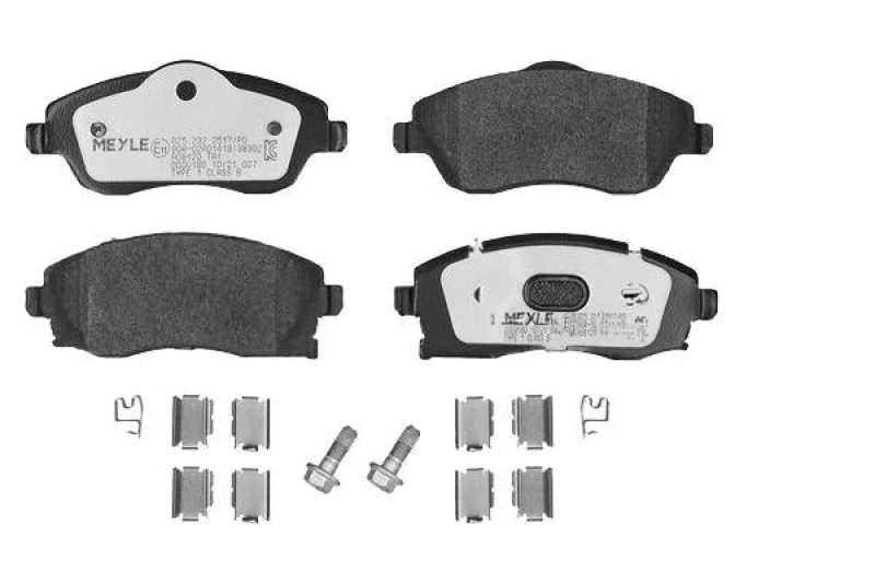 Image of MEYLE 025 232 2517/PD Brake pad set Front Axle, prepared for wear warning indicator, with accessories, MEYLE-PD Quality, with anti-squeak plate Brake