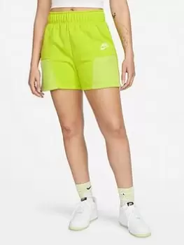 Image of Nike Air NSW Fleece Shorts - Lime/Green, Lime Green Size XL Women