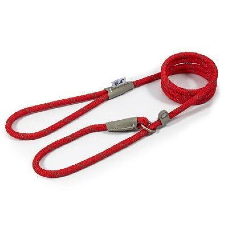Image of Ancol Viva Reflective Rope and Real Leather Slip Dog Lead Pink