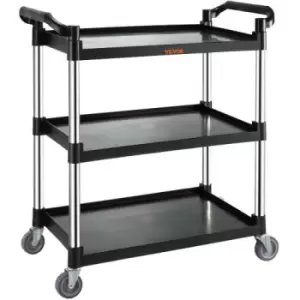 image of VEVOR Utility Service Cart, 3 Shelf Heavy Duty 154LBS Food Service Cart, Rolling Utility Cart with Lockable Wheels, 32.7" x 15.7" x 37.4" Plastic Util