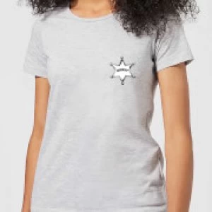 Image of Toy Story Sheriff Woody Badge Womens T-Shirt - Grey - 3XL