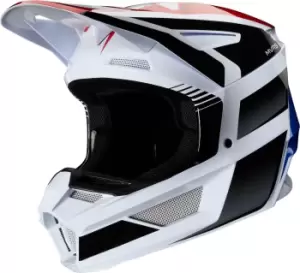 Image of Fox V2 Hayl Youth Motocross Helmet, red-blue, Size S, red-blue, Size S
