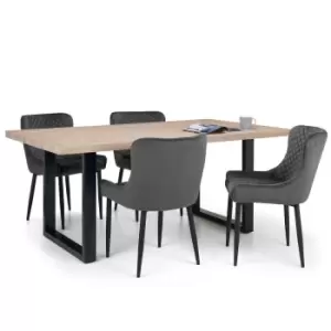 image of Julian Bowen Set Of Berwick Dining Table & 4 Luxe Grey Chairs