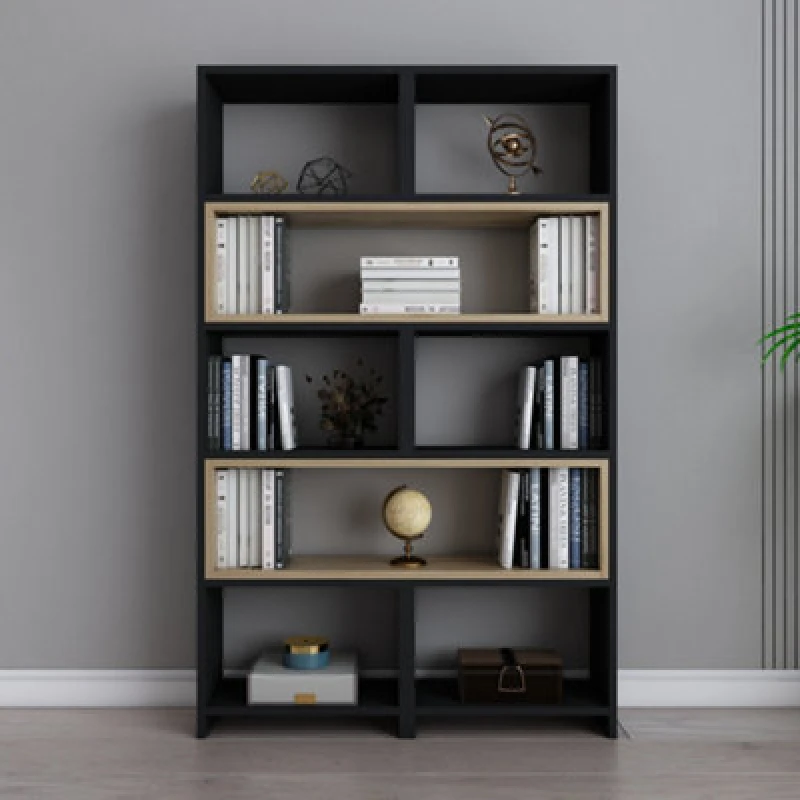 Image of Decorotika 5-tier Poyraz Bookcase Bookshelf Shelving Unit Display Unit Grey unisex