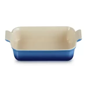 Image of Le Creuset 26cm Stoneware Heritage Rectangular Dish Azure Blue