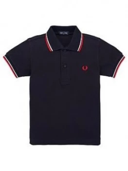 Image of Fred Perry Boys Core Twin Tipped Short Sleeve Polo Shirt - Navy, Size 5-6 Years