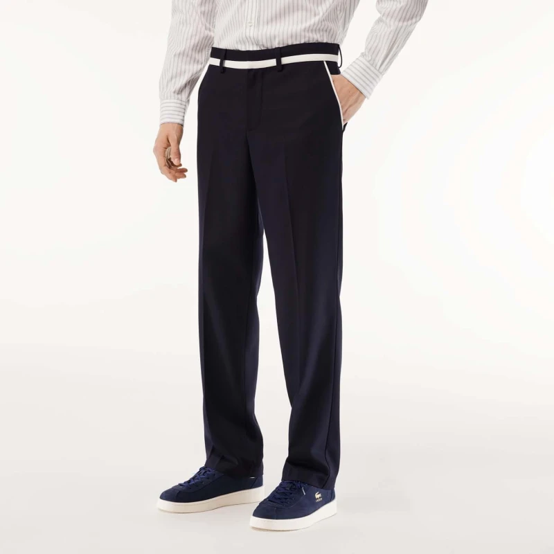 Image of Lacoste Straight-Fit Badge Detail Suit Pants Blue male 38R