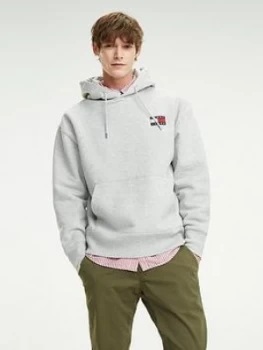 image of Tommy Jeans Tommy Badge Pullover Hoodie - Grey