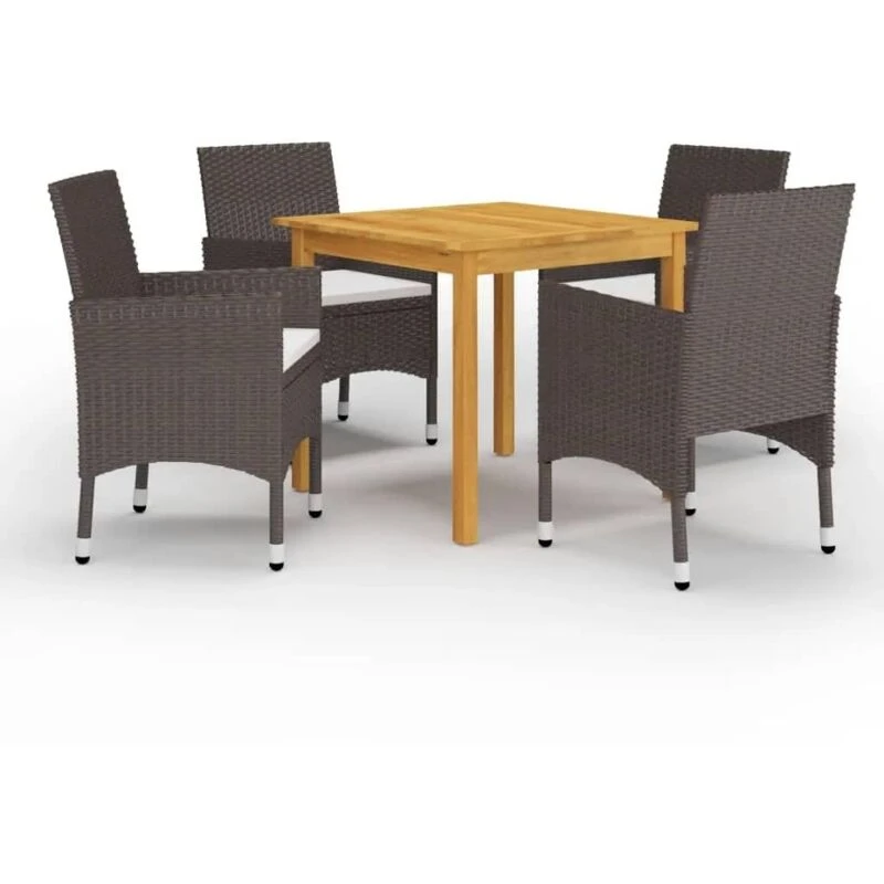 Image of VIDAXL 5 Piece Garden Dining Set with Cushions Brown Vidaxl 8720286851913