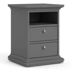 image of Paris Bedside 2 Drawers In Matt Grey