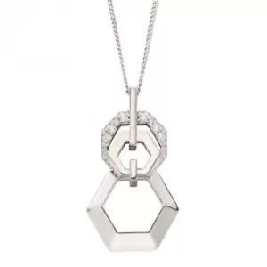 Image of Sterling Silver Linked Hexagonal Zirconia Pendant P5076C