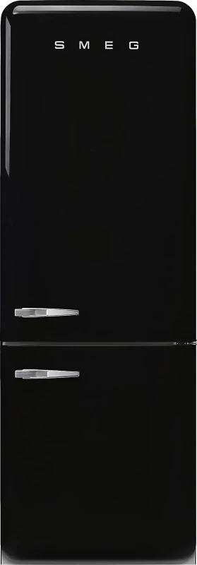 Image of Smeg 50s Style Retro Right Hand Hinge FAB38RBL6 205cm Frost Free Fridge Freezer - Black - D Rated