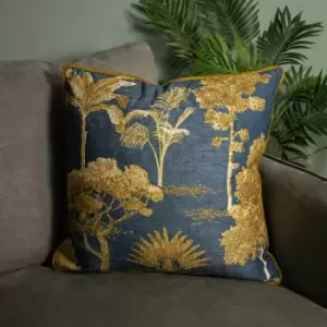 image of Riva Paoletti - Paoletti Arboretum Piped Cushion Cover, Blue, 50 x 50 Cm