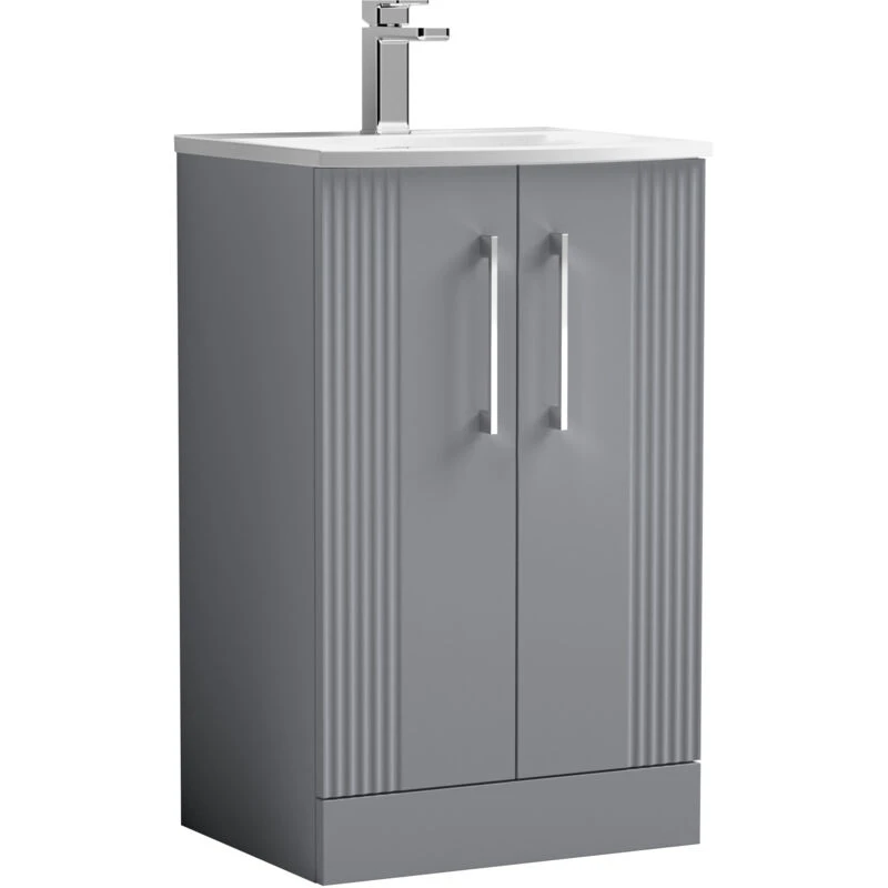 Image of Balterley 2 Door Floor Standing Vanity Unit Curved Basin Grey 500mm Grey