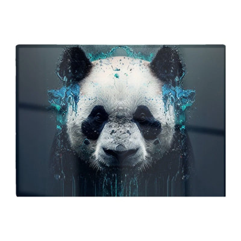 Image of Warren Reed Designer Panda Face Splashart Dark Background Glass Chopping Board