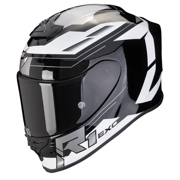 image of Scorpion EXO-R1 Evo Air Blaze Black White Full Face Helmet S