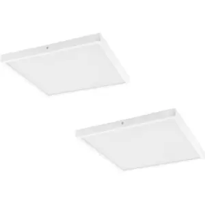 Image of 2 PACK Wall / Ceiling Light White 400mm Square Surface Mounted 25W LED 4000K