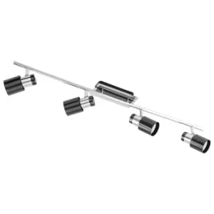 Image of Flush Ceiling 4 Spot Lights Track Back Plate & Shade Nickel Black Bulb GU10 4x5W
