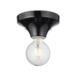 Image of Gloss Black Ceramic Bathroom Wall & Ceiling Light - IP44 Rated - Low Profile