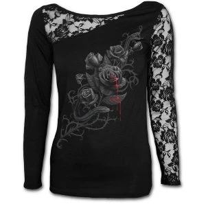 Image of Fatal Attraction Womens X-Large Lace One Shoulder Top - Black