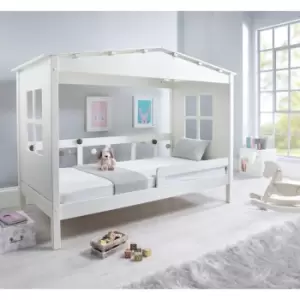 image of Mento White Wooden Treehouse Bed And Orthopaedic Mattress