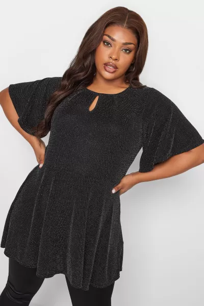 Image of Yours Keyhole Peplum Top Brillo Black An