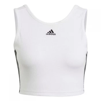 adidas 3S Crop Tank Top Womens - White/Black