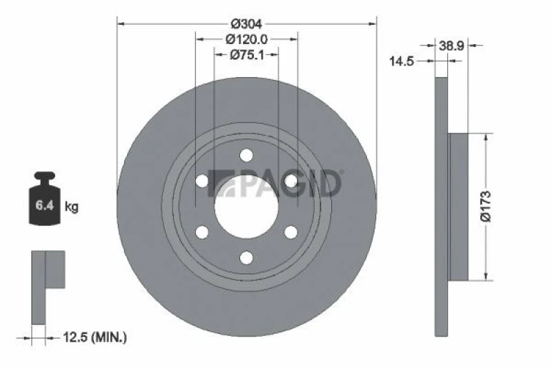 Image of Brake disc PAGID 56527NC
