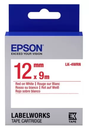Image of Epson LK-4WRN Red on White Labelling Tape 12mm x 9m