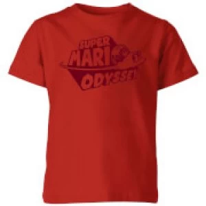 Image of Nintendo Super Mario Odyssey Logo Kid's T-Shirt - Red - 11-12 Years