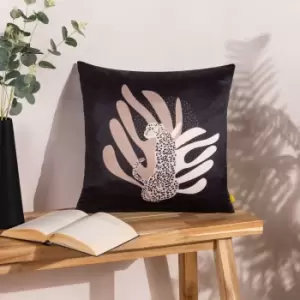 Image of Aurora Leopard Cushion Blush/Black, Blush/Black / 43 x 43cm / Polyester Filled