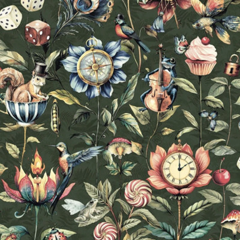 Image of Holden Decor Curious Creatures Wallpaper Emerald Green / Multi Holden 13921