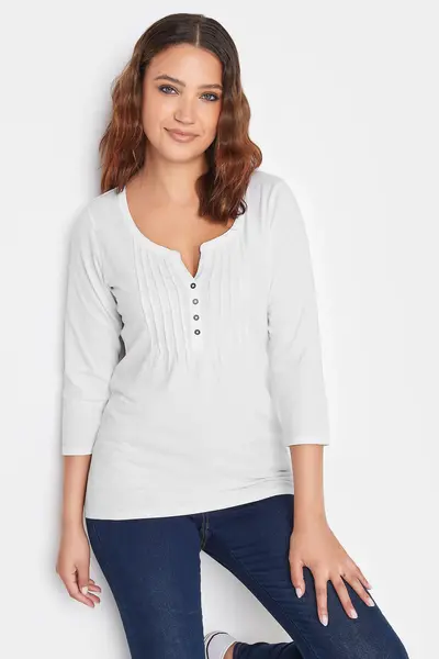 Long Tall Sally Tall Henley Top White