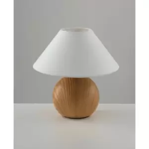 image of Netlighting Table Lamp with Round Tapered Shade Wood, Ceramic, Fabric 23x23cm