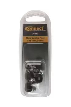 Image of Black Number Plate Flip Top & Screw Pk 5 Connect 36885